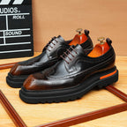 Men's Square Brogue Derby: Fashion Contrast Welt Formal Dress