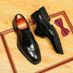 Men's Square Toe Brogue Derby: Fashion Chunky Formal Dress