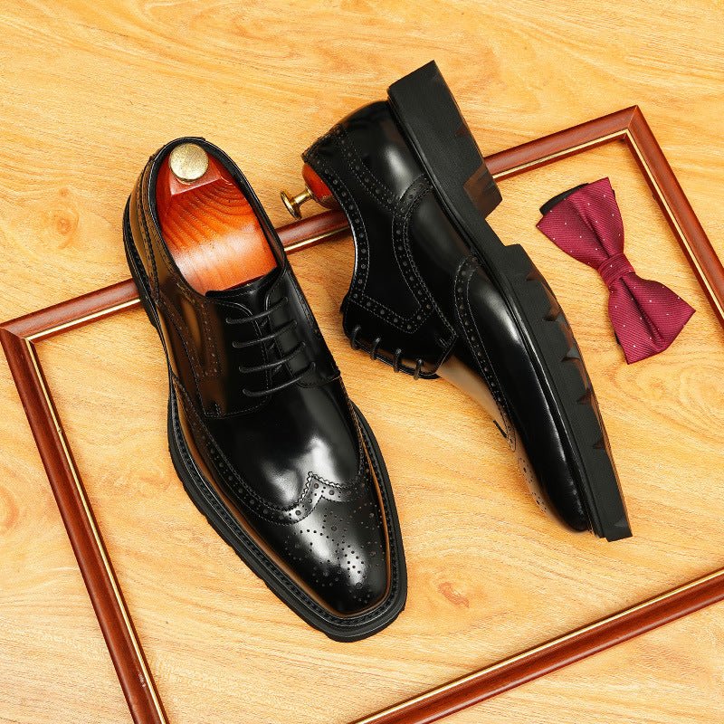 Men's Square Toe Brogue Derby: Fashion Chunky Formal Dress