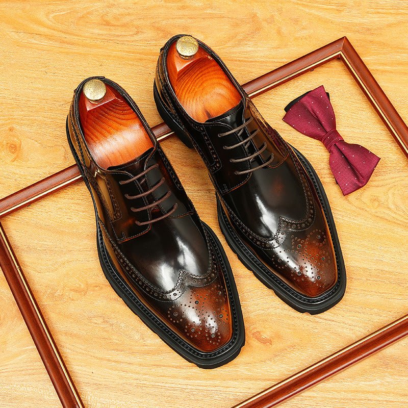 Men's Square Toe Brogue Derby: Fashion Chunky Formal Dress