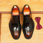 Men's Square Toe Brogue Derby: Fashion Chunky Formal Dress