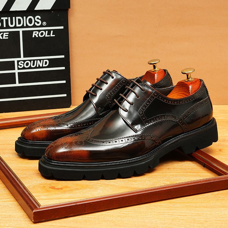 Men's Square Toe Brogue Derby: Fashion Chunky Formal Dress