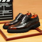 Men's Square Toe Brogue Derby: Fashion Chunky Formal Dress
