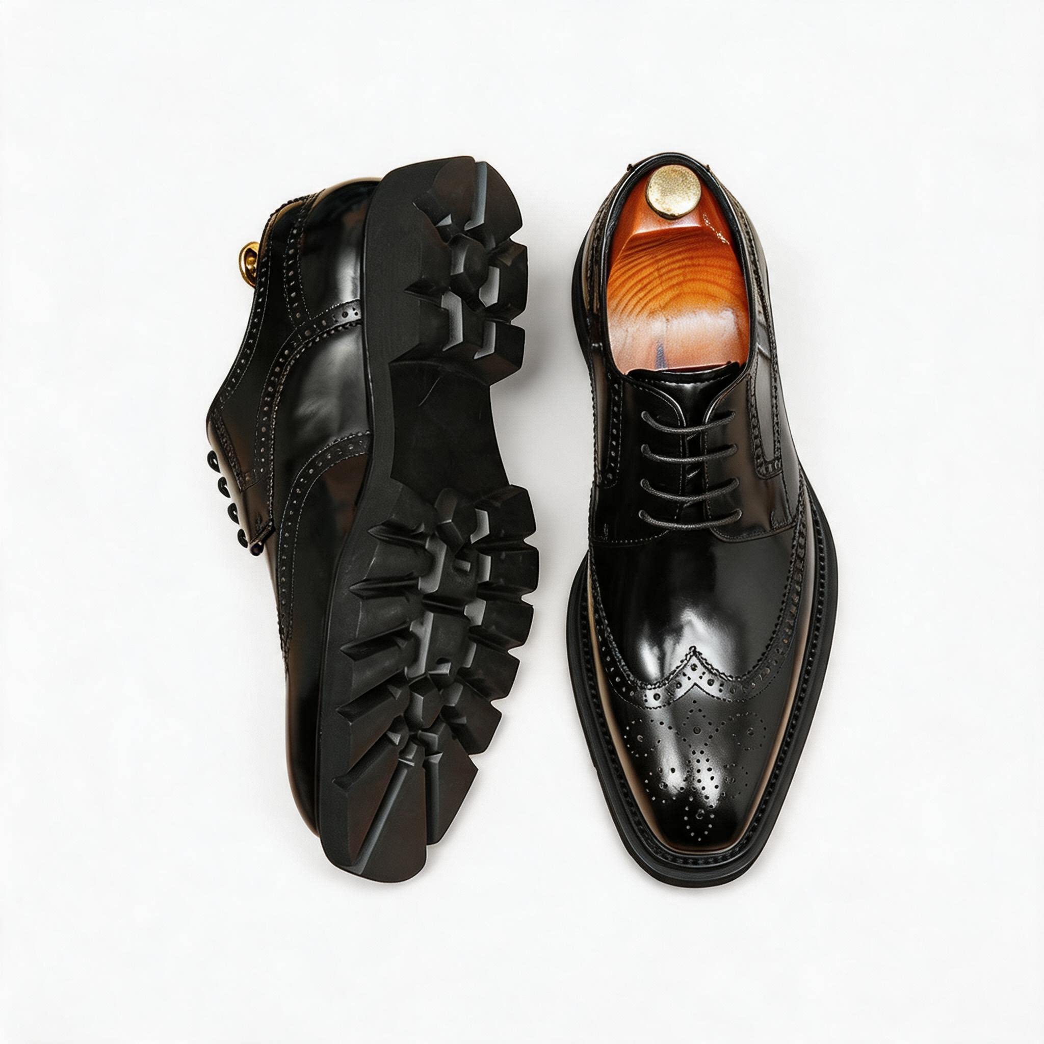 Men's Square Toe Brogue Derby: Fashion Chunky Formal Dress