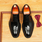 Men's Square Toe Brogue Derby: Fashion Chunky Formal Dress