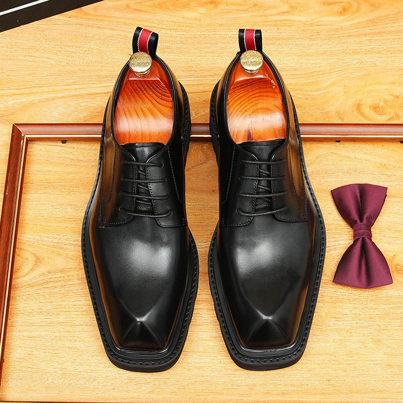 Men's Square Toe Derby: Fashion Chunky Sole Formal Dress Shoes