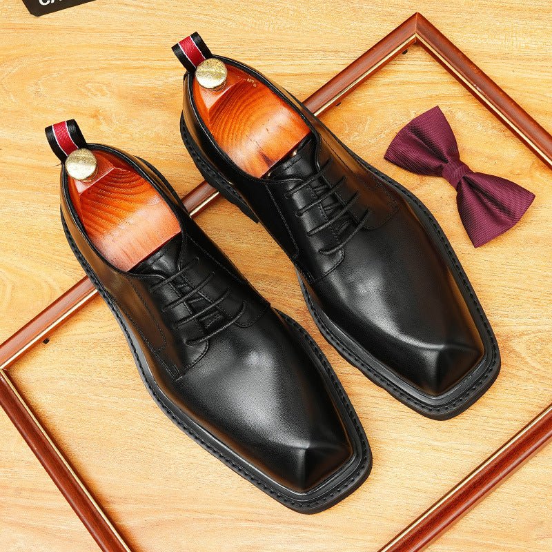 Men's Square Toe Derby: Fashion Chunky Sole Formal Dress Shoes