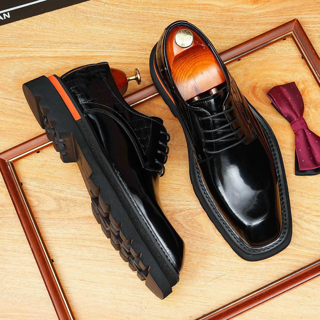 Men's Square Toe Derby: Fashion Contrast Welt Chunky Formal