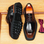 Men's Square Toe Derby: Fashion Contrast Welt Chunky Formal