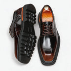 Men's Square Toe Derby: Fashion Contrast Welt Chunky Formal