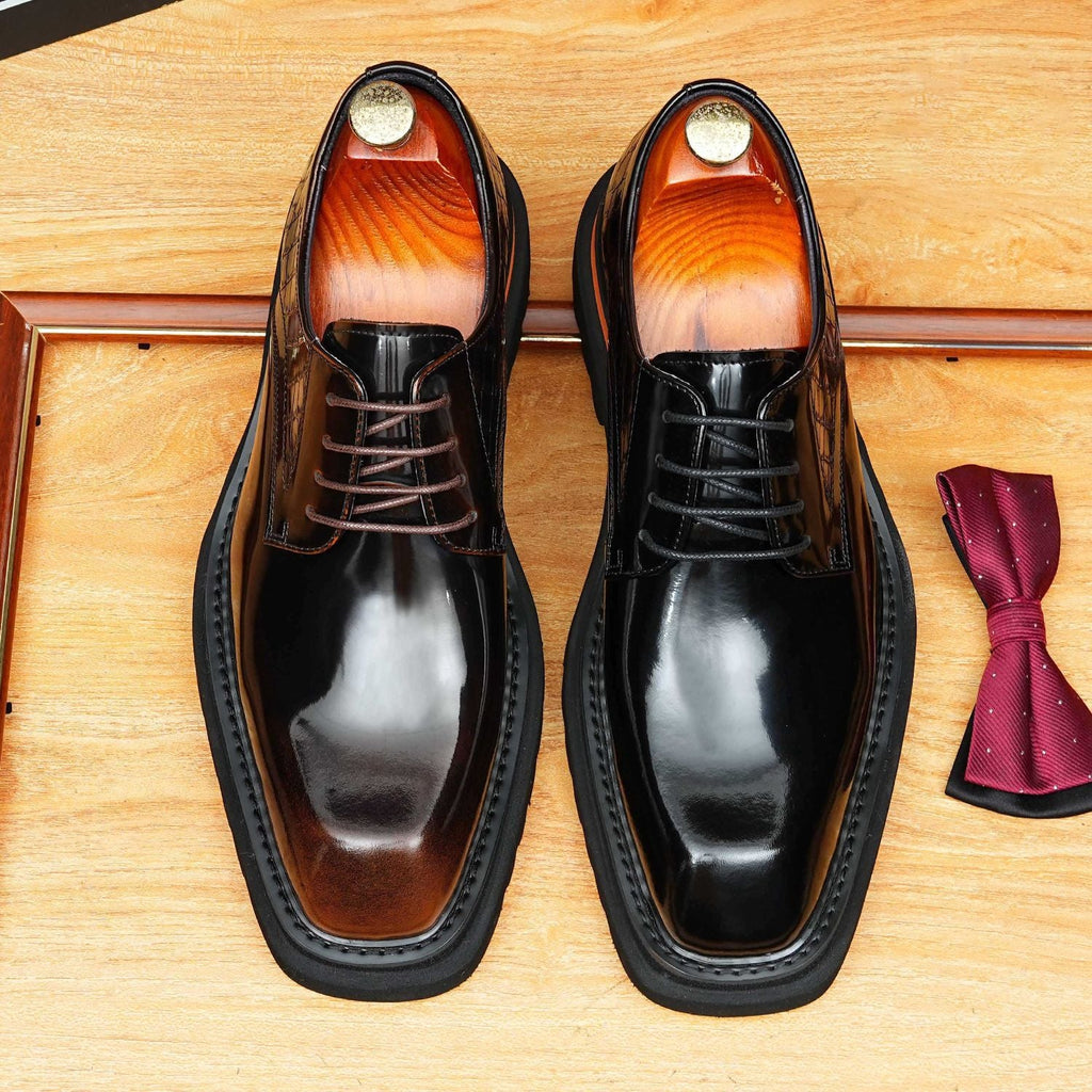 Men's Square Toe Derby: Fashion Contrast Welt Chunky Formal