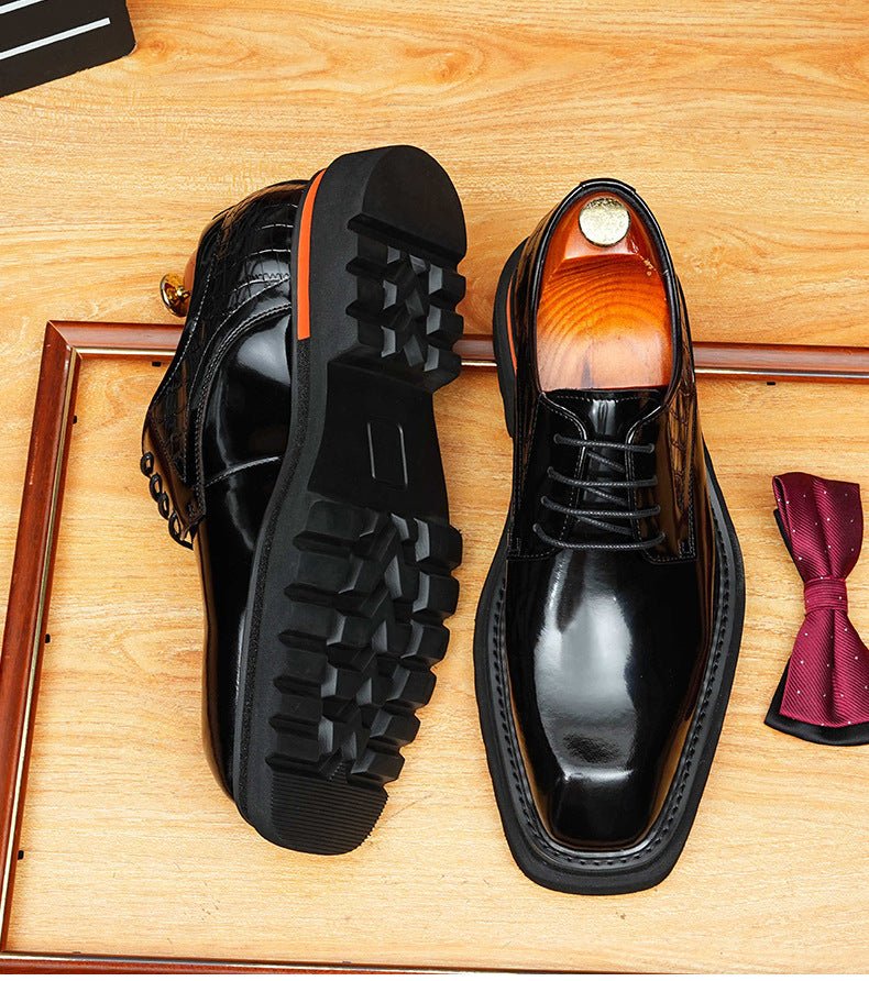 Men's Square Toe Derby: Fashion Contrast Welt Chunky Formal