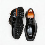 Men's Square Toe Derby: Fashion Contrast Welt Chunky Formal
