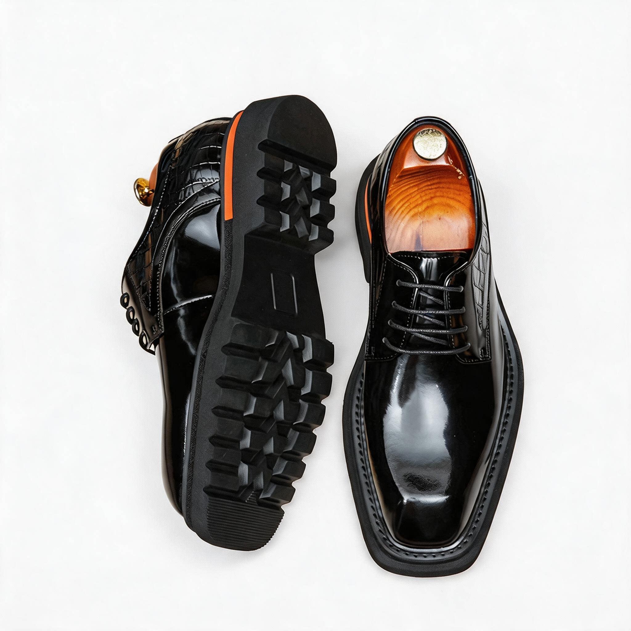 Men's Square Toe Derby: Fashion Contrast Welt Chunky Formal