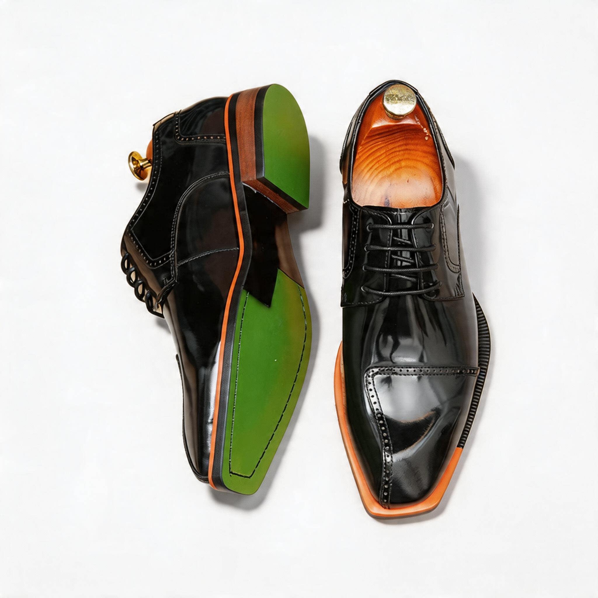 Men's Square Toe Derby: Fashion Contrast Welt Formal Dress
