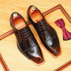 Men's Square Toe Derby: Fashion Contrast Welt Formal Dress