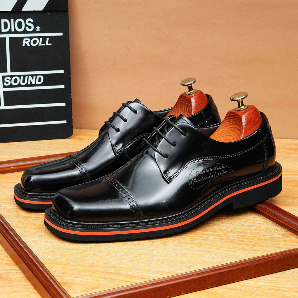 Men's Square Toe Derby: Fashion Contrast Welt Formal Dress