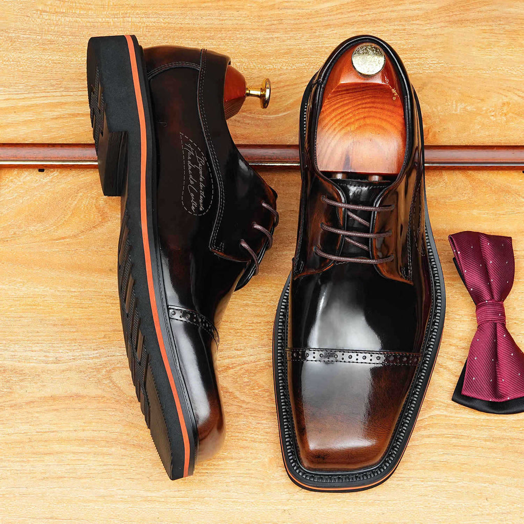 Men's Square Toe Derby: Fashion Contrast Welt Formal Dress