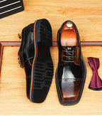 Men's Square Toe Derby: Fashion Contrast Welt Formal Dress