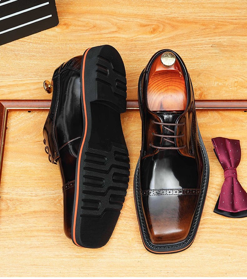 Men's Square Toe Derby: Fashion Contrast Welt Formal Dress