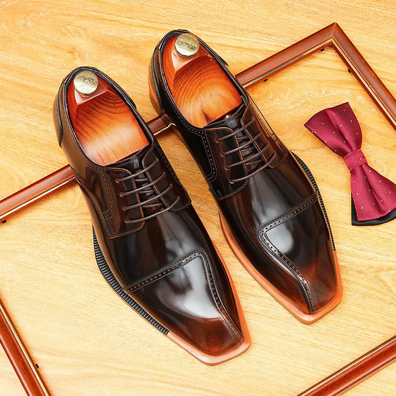 Men's Square Toe Derby: Fashion Contrast Welt Formal Dress