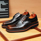 Men's Square Toe Derby: Fashion Contrast Welt Formal Dress