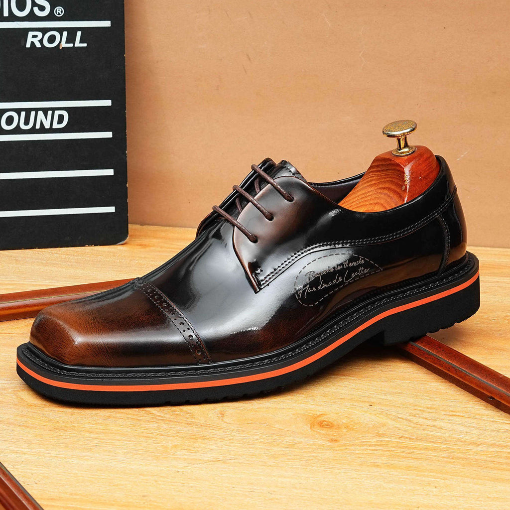 Men's Square Toe Derby: Fashion Contrast Welt Formal Dress