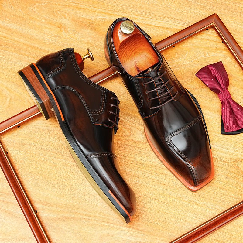 Men's Square Toe Derby: Fashion Contrast Welt Formal Dress