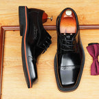 Men's Square Toe Derby: Fashion Contrast Welt Formal Dress