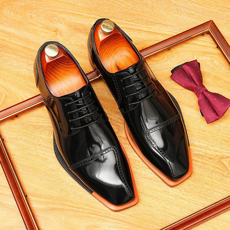 Men's Square Toe Derby: Fashion Contrast Welt Formal Dress