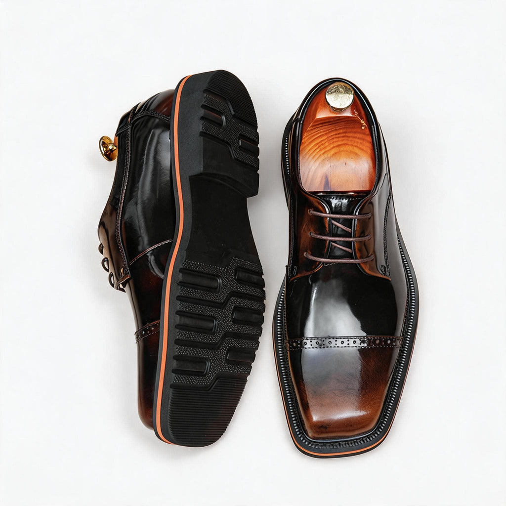 Men's Square Toe Derby: Fashion Contrast Welt Formal Dress