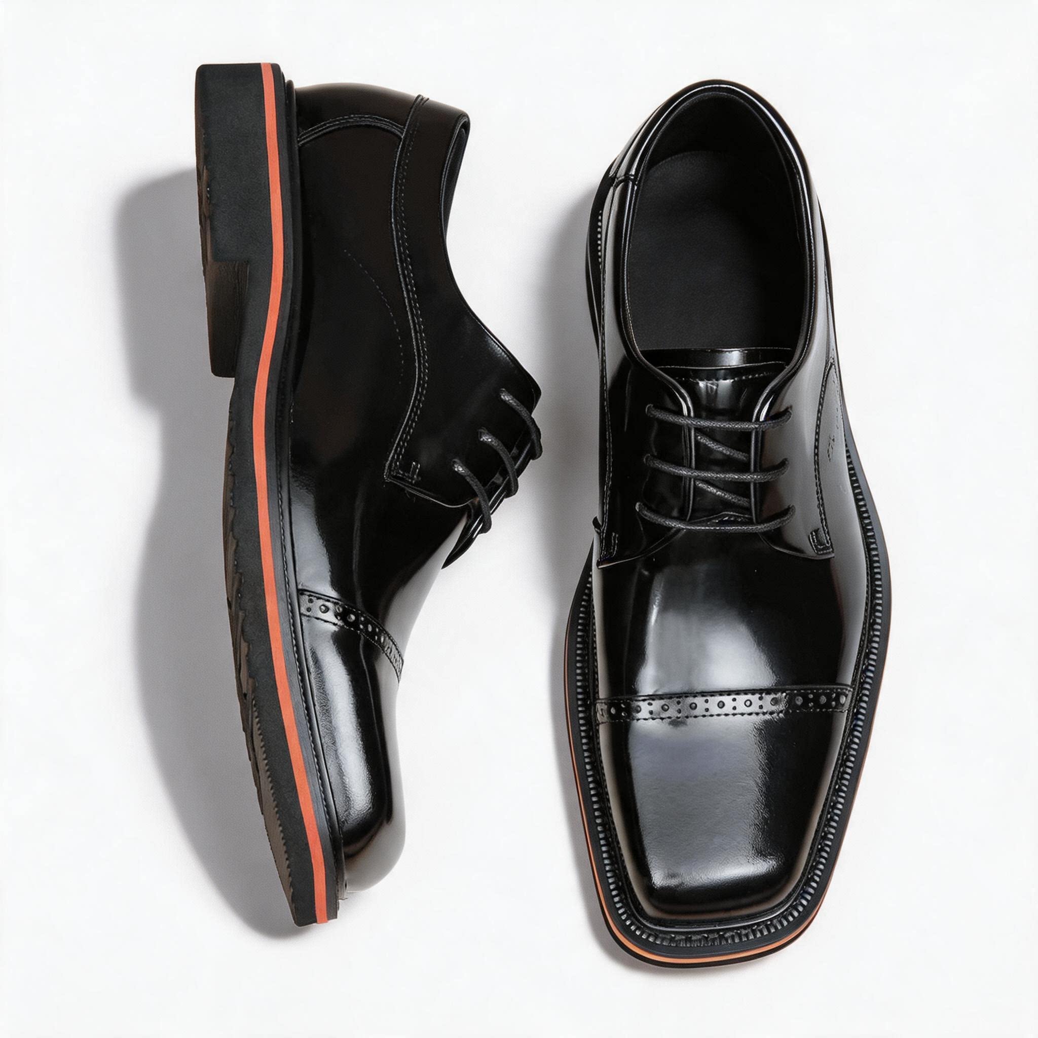 Men's Square Toe Derby: Fashion Contrast Welt Formal Dress
