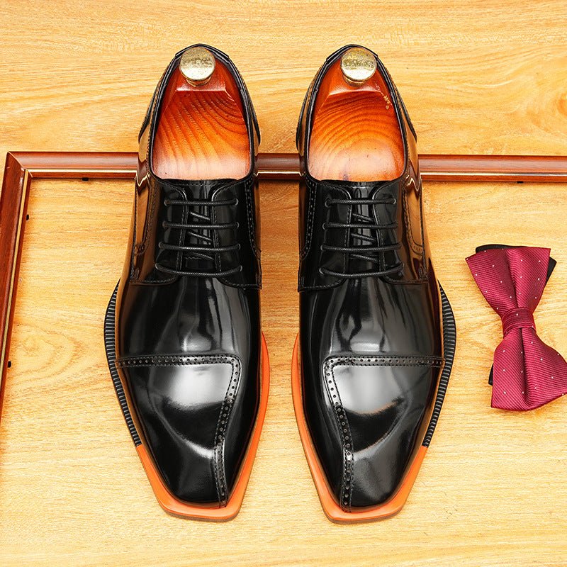 Men's Square Toe Derby: Fashion Contrast Welt Formal Dress
