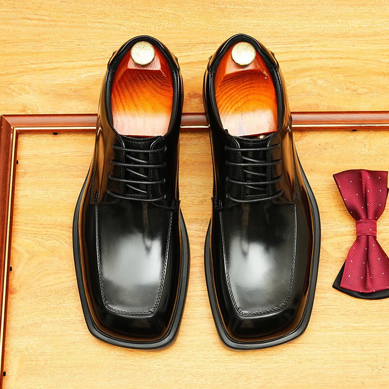 Men's Square Toe Derby: Fashion Platform Formal Dress Shoes