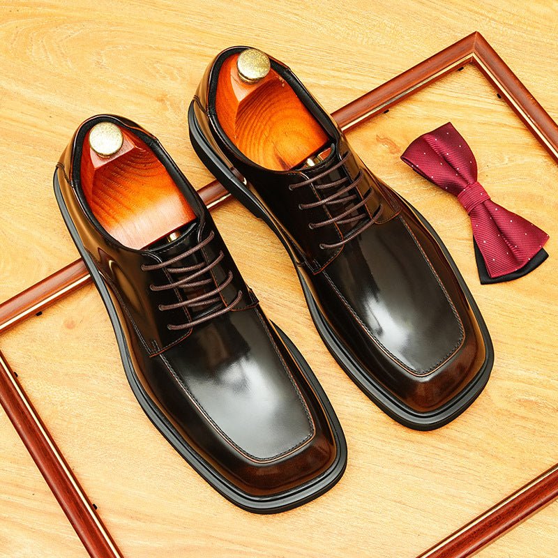 Men's Square Toe Derby: Fashion Platform Formal Dress Shoes