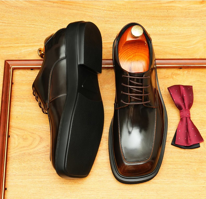 Men's Square Toe Derby: Fashion Platform Formal Dress Shoes