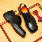 Men's Square Toe Derby: Fashion Platform Formal Dress Shoes