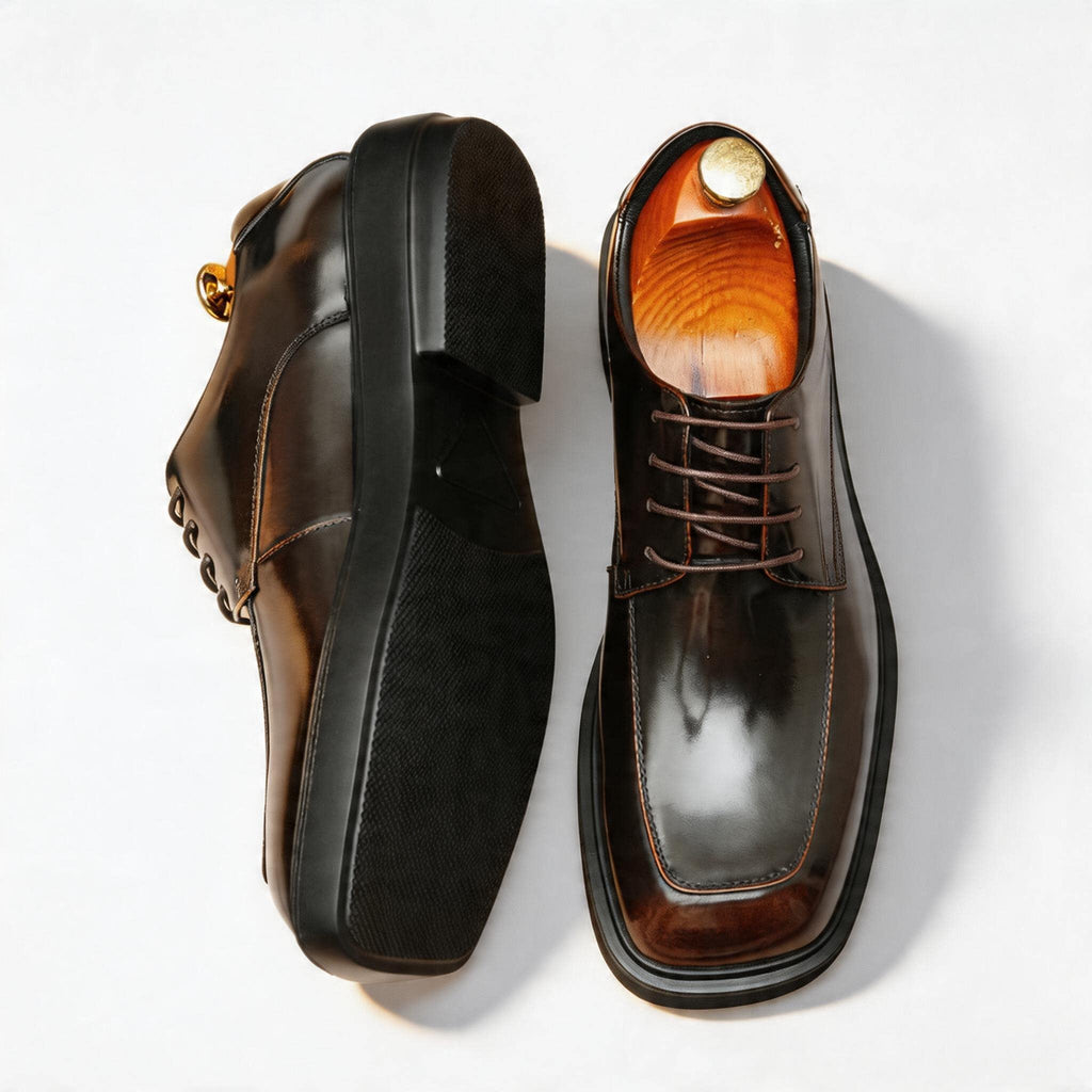 Men's Square Toe Derby: Fashion Platform Formal Dress Shoes