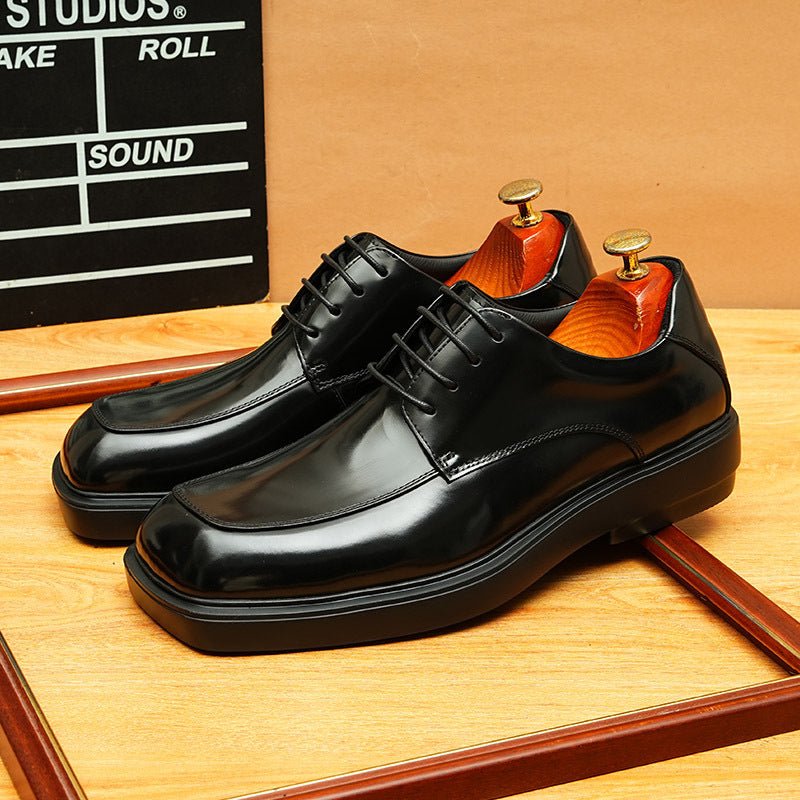 Men's Square Toe Derby: Fashion Platform Formal Dress Shoes