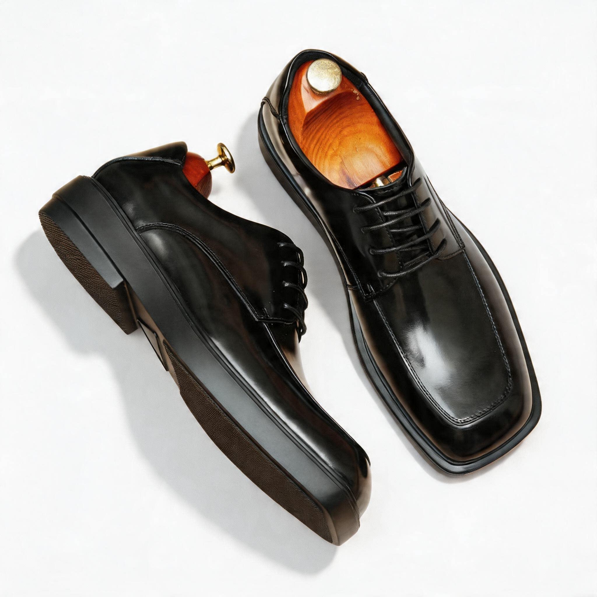 Men's Square Toe Derby: Fashion Platform Formal Dress Shoes