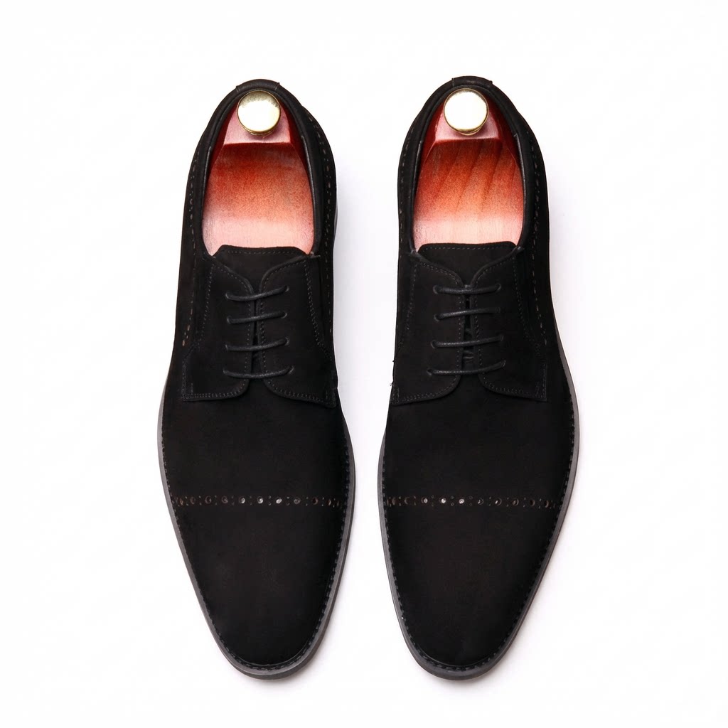 Men's Suede Derby Shoes: Stylish Groomsmen Wedding Dress Shoesyes