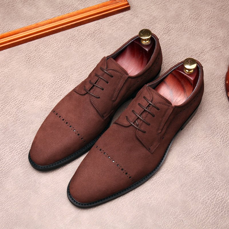 Men's Suede Derby Shoes: Stylish Groomsmen Wedding Dress Shoesyes
