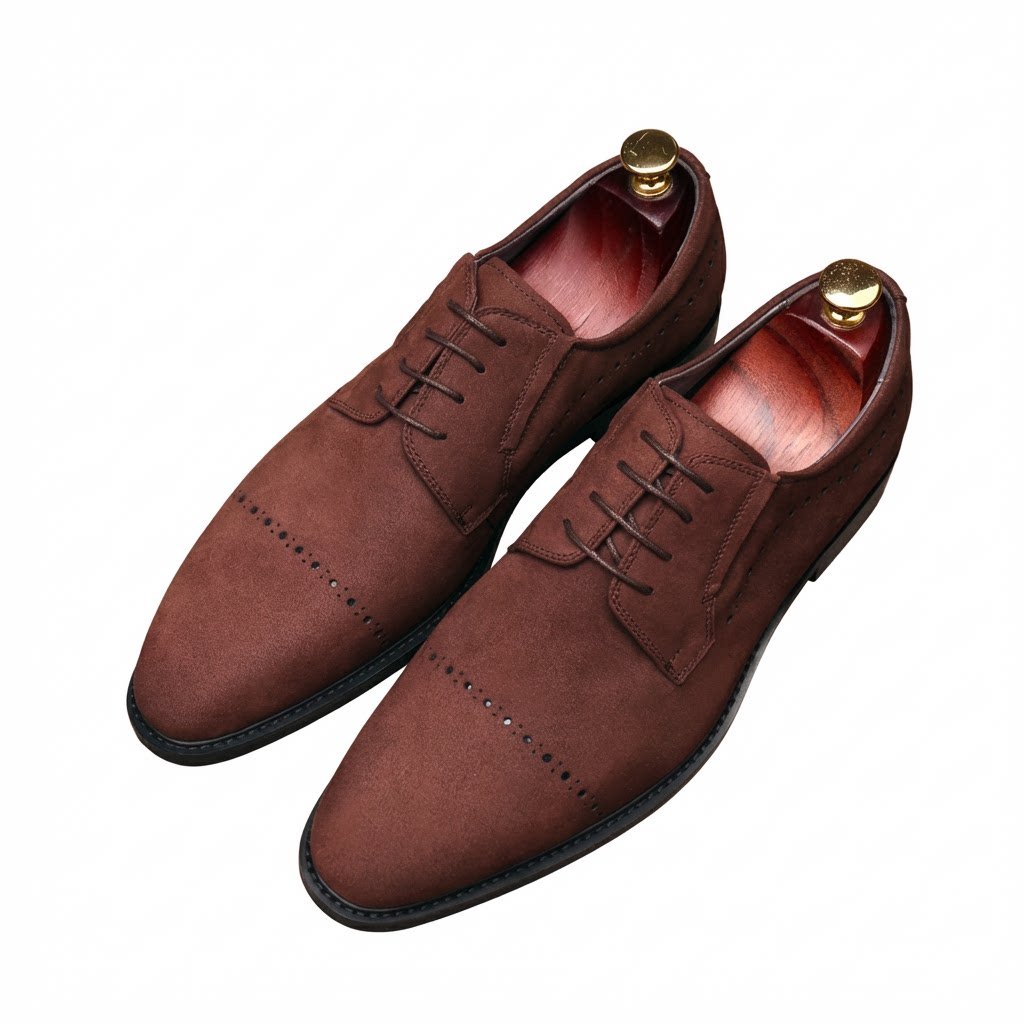 Men's Suede Derby Shoes: Stylish Groomsmen Wedding Dress Shoesyes