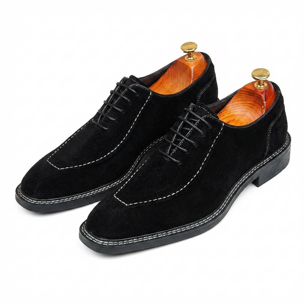 Men's Suede Leather Dress Shoes | Black & Dark Brown Oxfordsyes