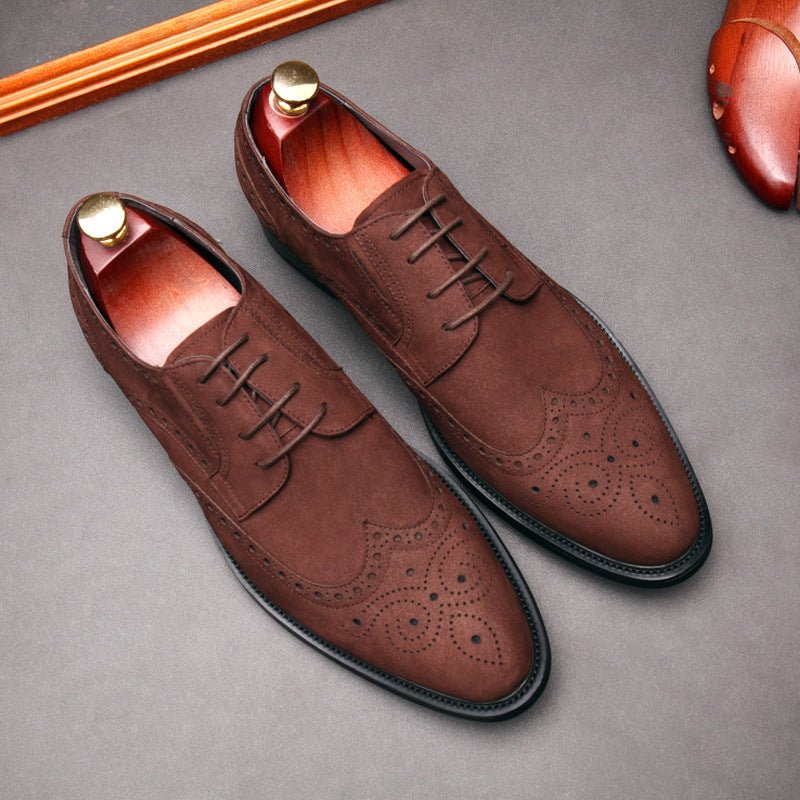 Men's Suede Wingtip Brogue Derby: Stylish Wedding Formal Dress Shoesyes