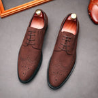 Men's Suede Wingtip Brogue Derby: Stylish Wedding Formal Dress Shoesyes