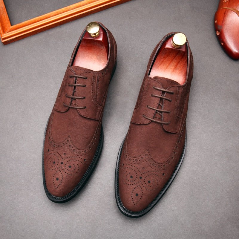 Men's Suede Wingtip Brogue Derby: Stylish Wedding Formal Dress Shoesyes