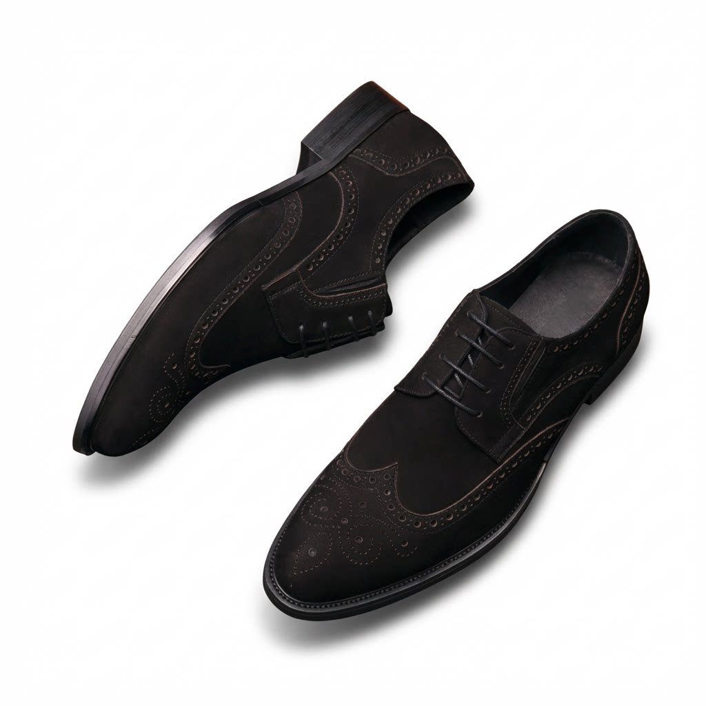 Men's Suede Wingtip Brogue Derby: Stylish Wedding Formal Dress Shoesyes