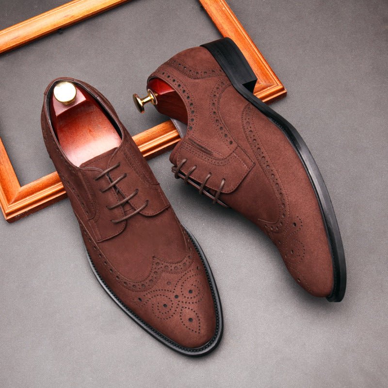 Men's Suede Wingtip Brogue Derby: Stylish Wedding Formal Dress Shoesyes