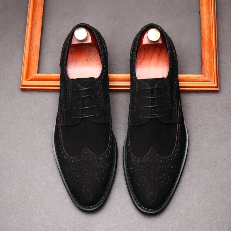Men's Suede Wingtip Brogue Derby: Stylish Wedding Formal Dress Shoesyes